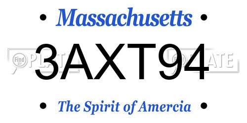 3AXT94 Massachusetts License Plate