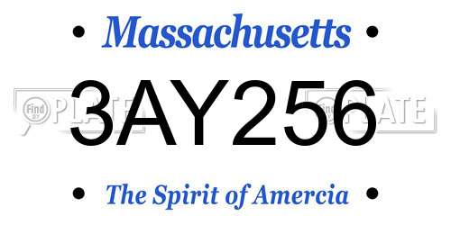 3AY256 Massachusetts License Plate