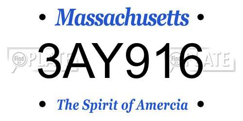 3AY916 Massachusetts License Plate