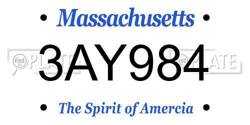 3AY984 Massachusetts License Plate