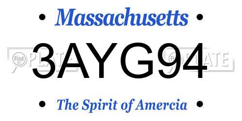 3AYG94 Massachusetts License Plate