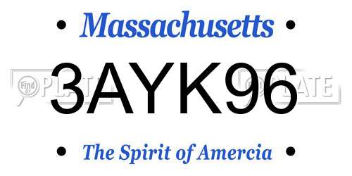3AYK96 Massachusetts License Plate