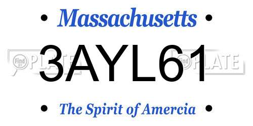 3AYL61 Massachusetts License Plate