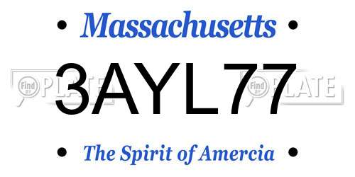 3AYL77 Massachusetts License Plate