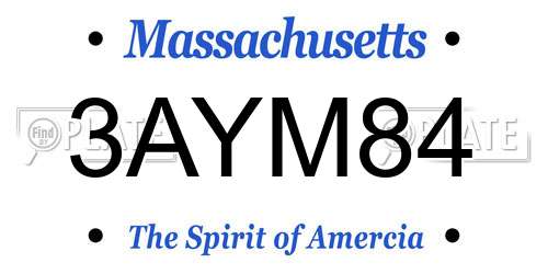 3AYM84 Massachusetts License Plate