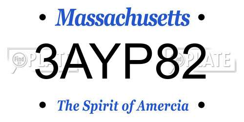 3AYP82 Massachusetts License Plate