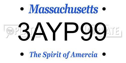 3AYP99 Massachusetts License Plate
