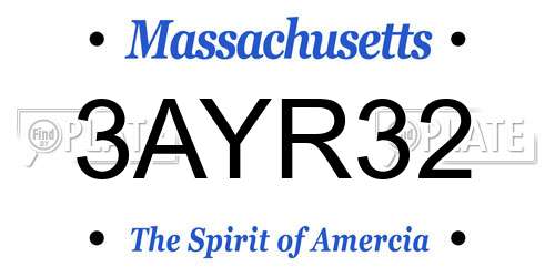 3AYR32 Massachusetts License Plate