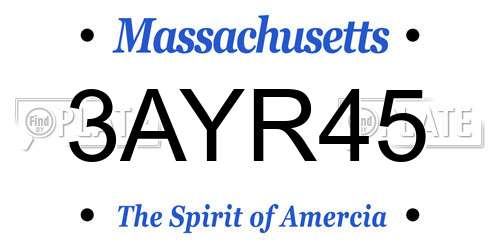 3AYR45 Massachusetts License Plate