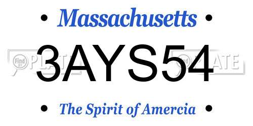 3AYS54 Massachusetts License Plate