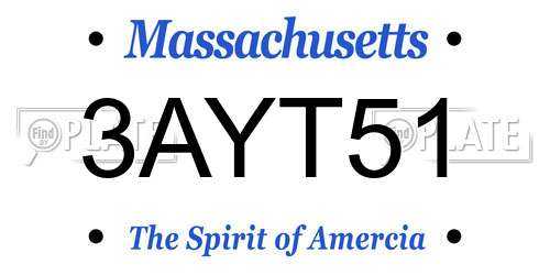 3AYT51 Massachusetts License Plate