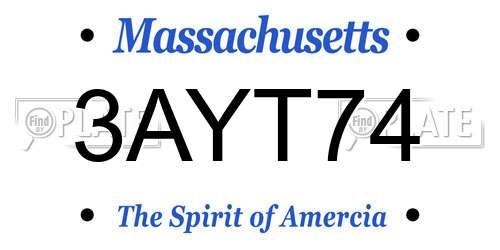 3AYT74 Massachusetts License Plate