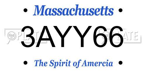 3AYY66 Massachusetts License Plate