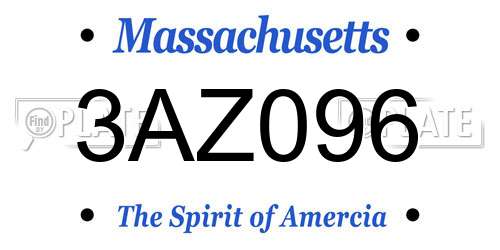 3AZ096 Massachusetts License Plate
