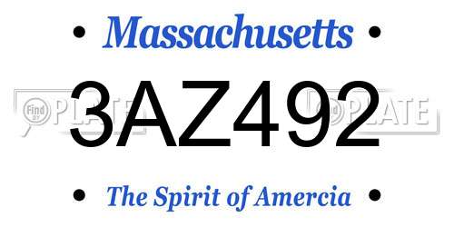 3AZ492 Massachusetts License Plate