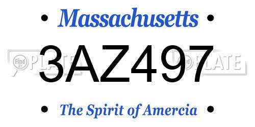 3AZ497 Massachusetts License Plate