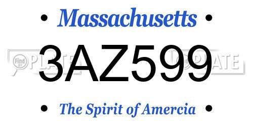 3AZ599 Massachusetts License Plate