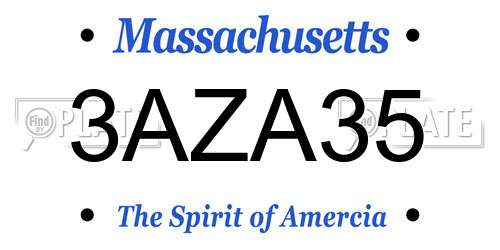 3AZA35 Massachusetts License Plate