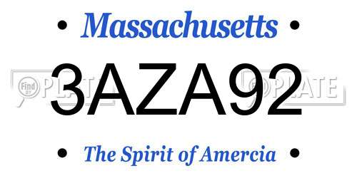 3AZA92 Massachusetts License Plate