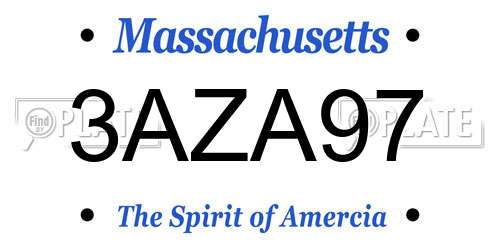 3AZA97 Massachusetts License Plate
