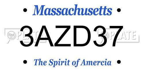 3AZD37 Massachusetts License Plate