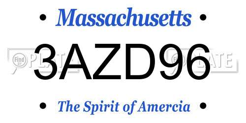 3AZD96 Massachusetts License Plate