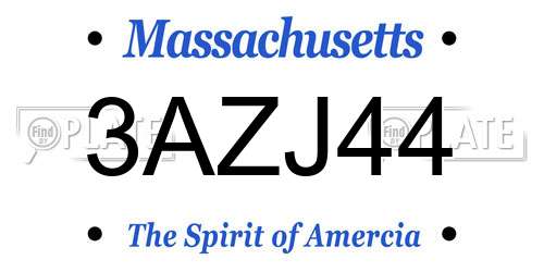 3AZJ44 Massachusetts License Plate