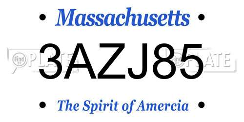 3AZJ85 Massachusetts License Plate
