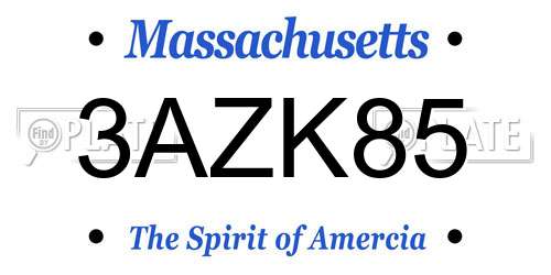 3AZK85 Massachusetts License Plate