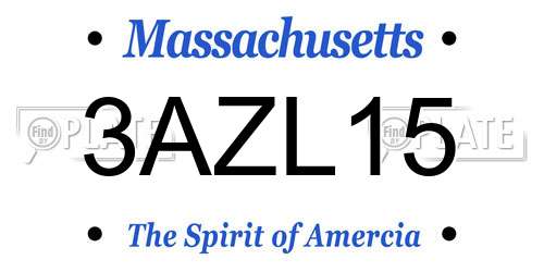 3AZL15 Massachusetts License Plate