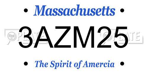3AZM25 Massachusetts License Plate