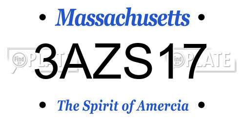 3AZS17 Massachusetts License Plate