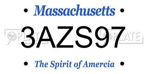 3AZS97 Massachusetts License Plate