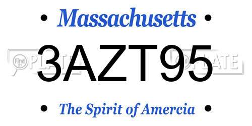 3AZT95 Massachusetts License Plate