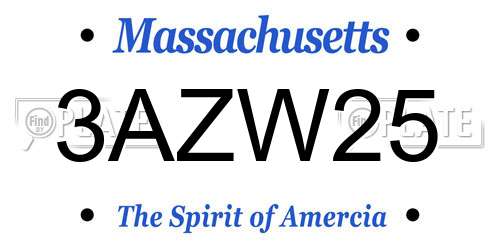 3AZW25 Massachusetts License Plate