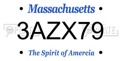 3AZX79 Massachusetts License Plate