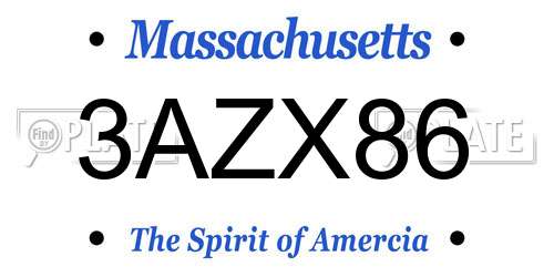 3AZX86 Massachusetts License Plate