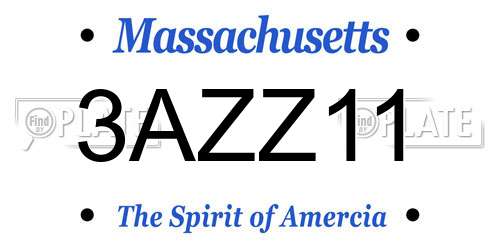 3AZZ11 Massachusetts License Plate