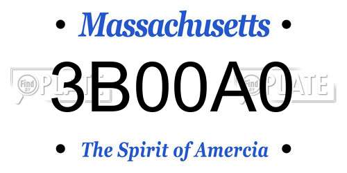 3B00A0 Massachusetts License Plate