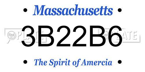 3B22B6 Massachusetts License Plate