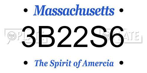 3B22S6 Massachusetts License Plate
