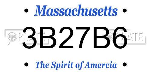 3B27B6 Massachusetts License Plate