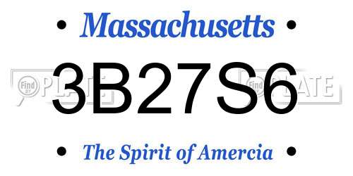 3B27S6 Massachusetts License Plate