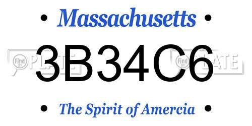 3B34C6 Massachusetts License Plate