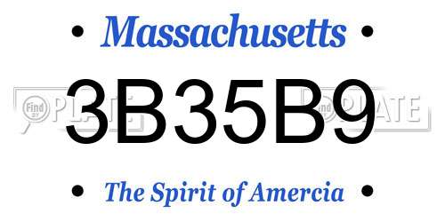 3B35B9 Massachusetts License Plate
