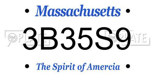 3B35S9 Massachusetts License Plate