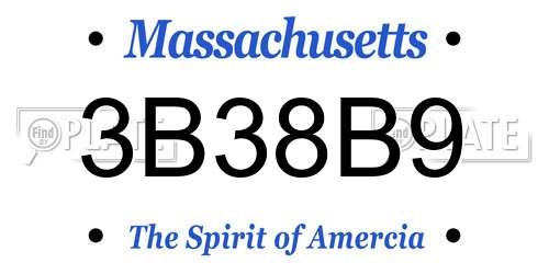 3B38B9 Massachusetts License Plate