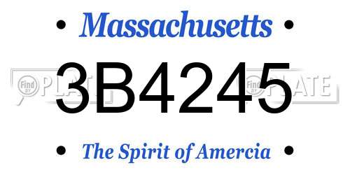 3B4245 Massachusetts License Plate