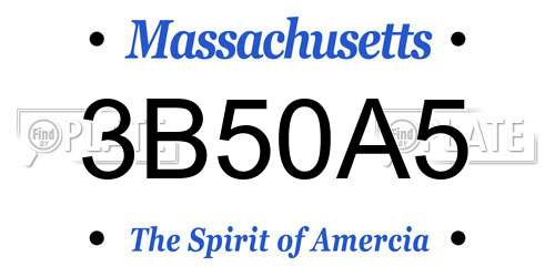 3B50A5 Massachusetts License Plate