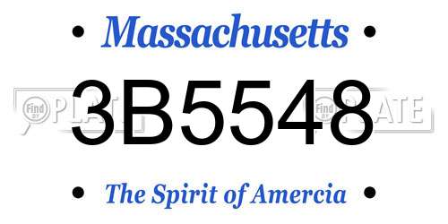 3B5548 Massachusetts License Plate